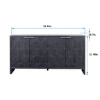 60-in Farmhouse Antique Black 4 Wooden Door Sideboard Buffet Server Accent Storage Cabinet