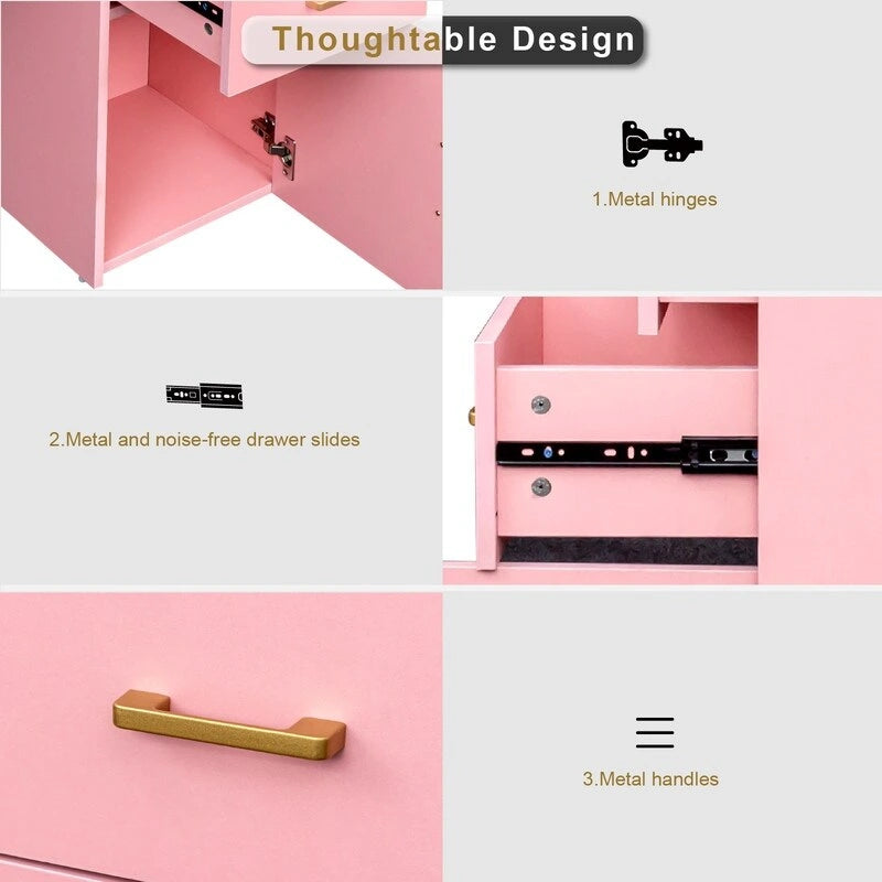 38.19 W Particle Board Computer Desk Manicure Table with 2 Drawers and 1 Cabinet