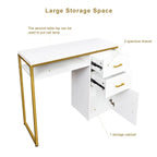 38.19 W Particle Board Computer Desk Manicure Table with 2 Drawers and 1 Cabinet