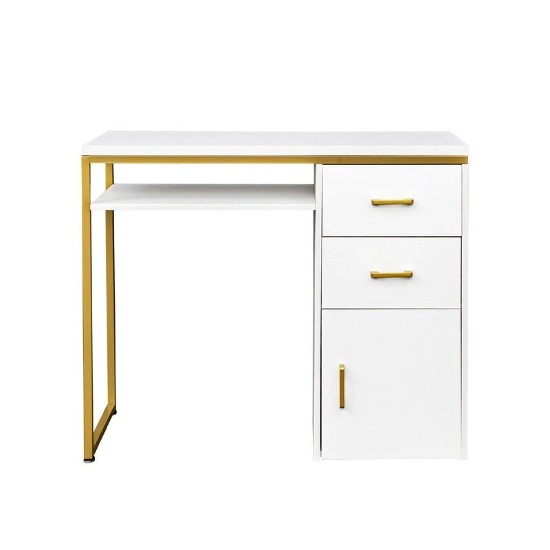 38.19 W Particle Board Computer Desk Manicure Table with 2 Drawers and 1 Cabinet
