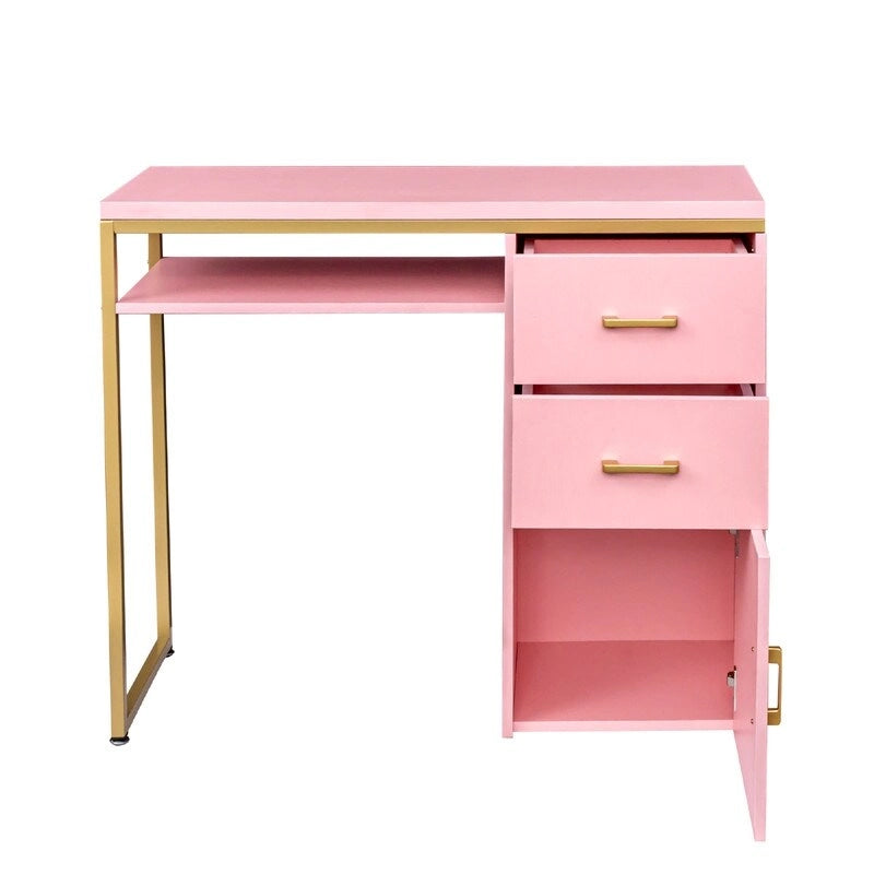 38.19 W Particle Board Computer Desk Manicure Table with 2 Drawers and 1 Cabinet