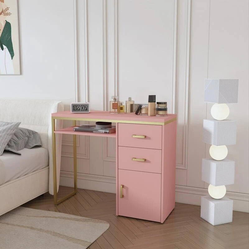 38.19 W Particle Board Computer Desk Manicure Table with 2 Drawers and 1 Cabinet