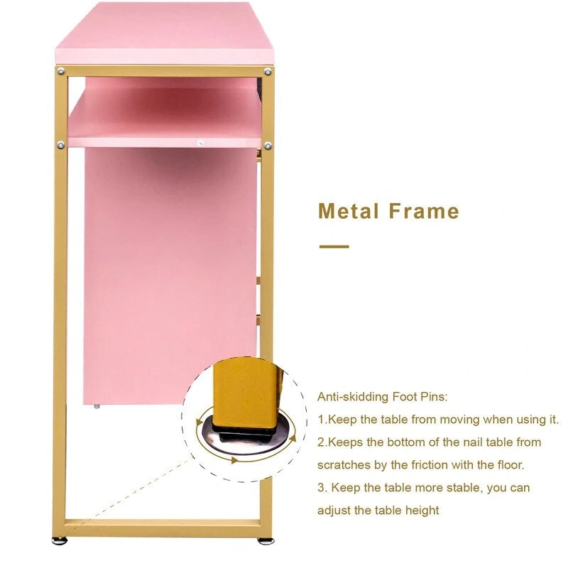 38.19 W Particle Board Computer Desk Manicure Table with 2 Drawers and 1 Cabinet