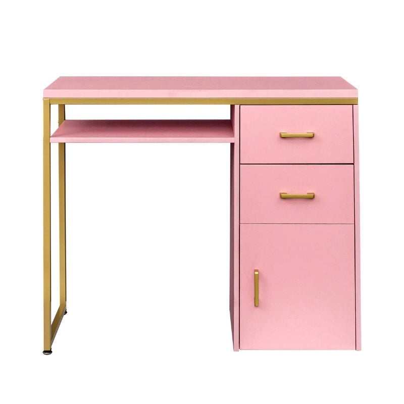 38.19 W Particle Board Computer Desk Manicure Table with 2 Drawers and 1 Cabinet