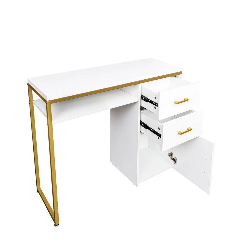 38.19 W Particle Board Computer Desk Manicure Table with 2 Drawers and 1 Cabinet