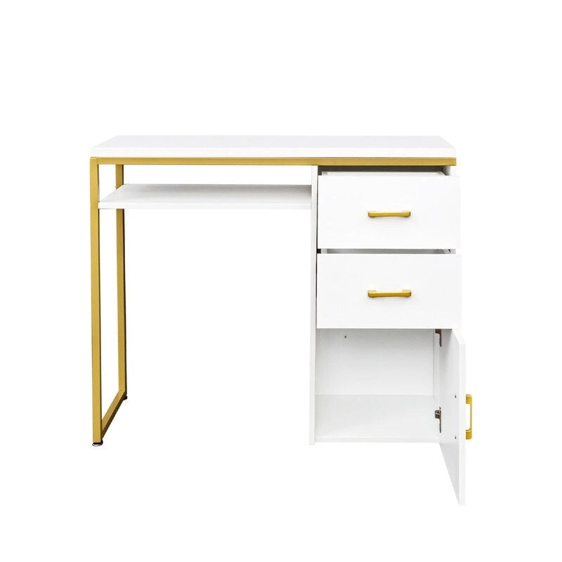 38.19 W Particle Board Computer Desk Manicure Table with 2 Drawers and 1 Cabinet