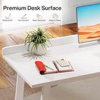 White Computer Desk with Drawers, 55 Inches Modern Study Writing Table for Home Office