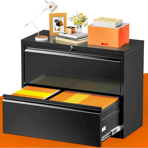2 Drawer Metal Lateral Filing Cabinet with Lock