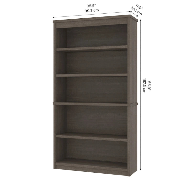 Bestar Logan 66W U-Shaped Desk with Hutch, Cabinet, and Bookcase