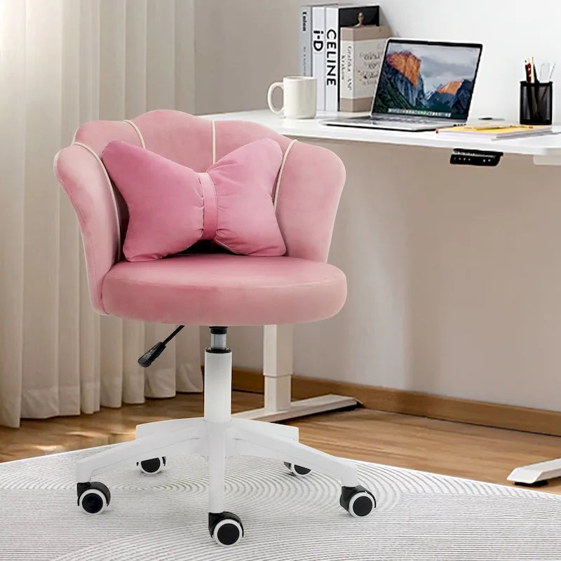 XINMICS Modern Velvet Task Chair 360 Swivel Adjustable Height Office Chair