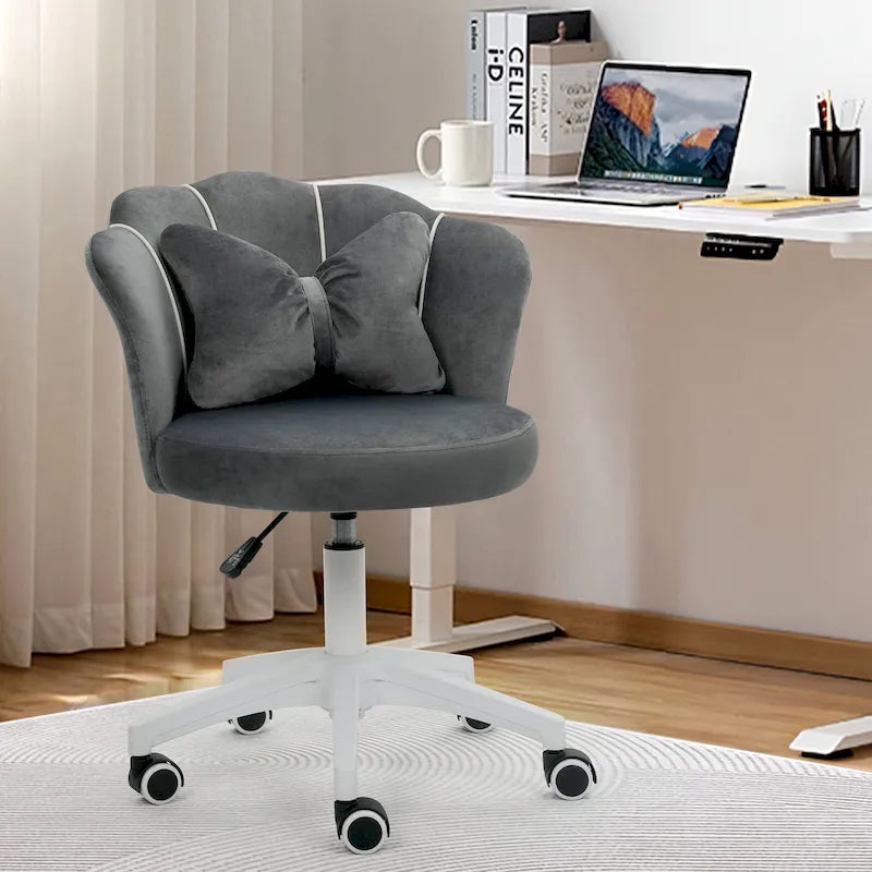 XINMICS Modern Velvet Task Chair 360 Swivel Adjustable Height Office Chair