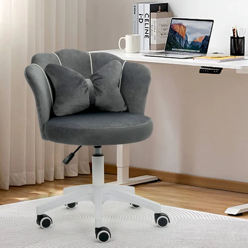 XINMICS Modern Velvet Task Chair 360 Swivel Adjustable Height Office Chair