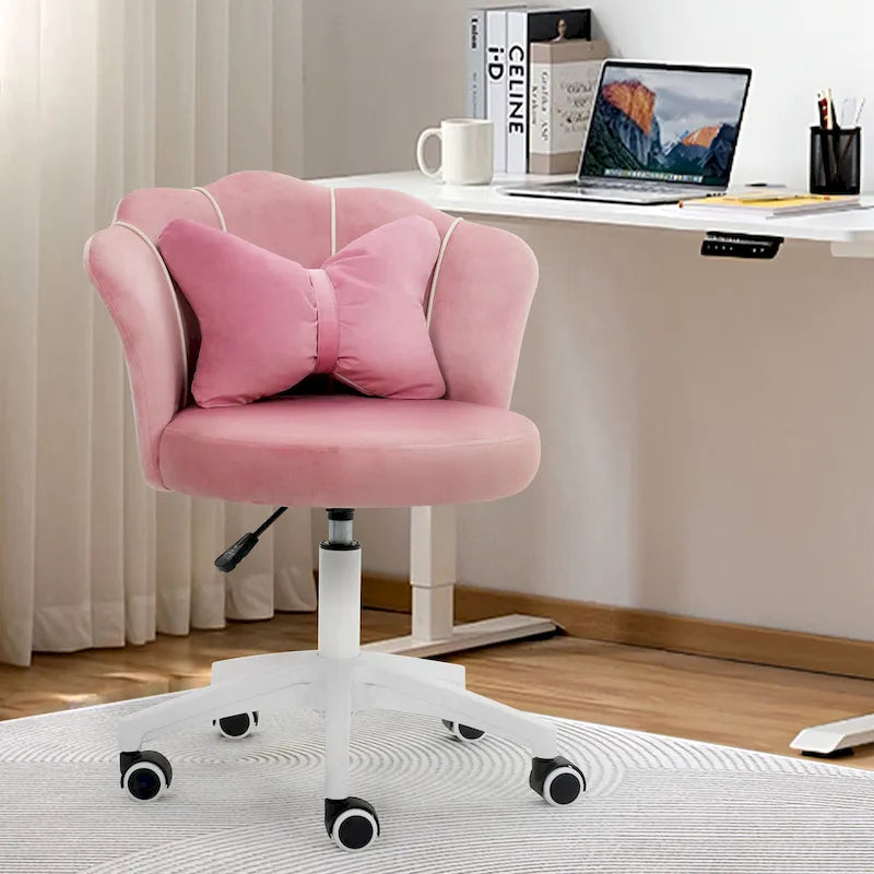 XINMICS Modern Velvet Task Chair 360 Swivel Adjustable Height Office Chair