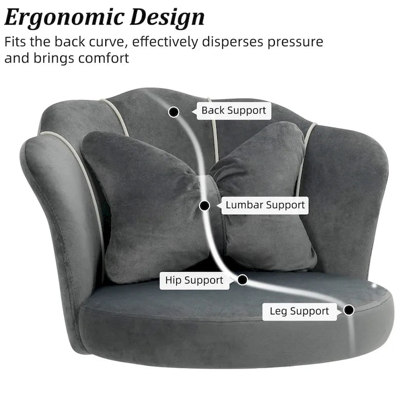 XINMICS Modern Velvet Task Chair 360 Swivel Adjustable Height Office Chair