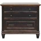Hartford Wood Lateral File With Locking Legal/Letter File Drawer, Storage Cabinet, Black