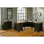 Hartford Wood Lateral File With Locking Legal/Letter File Drawer, Storage Cabinet, Black