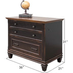Hartford Wood Lateral File With Locking Legal/Letter File Drawer, Storage Cabinet, Black