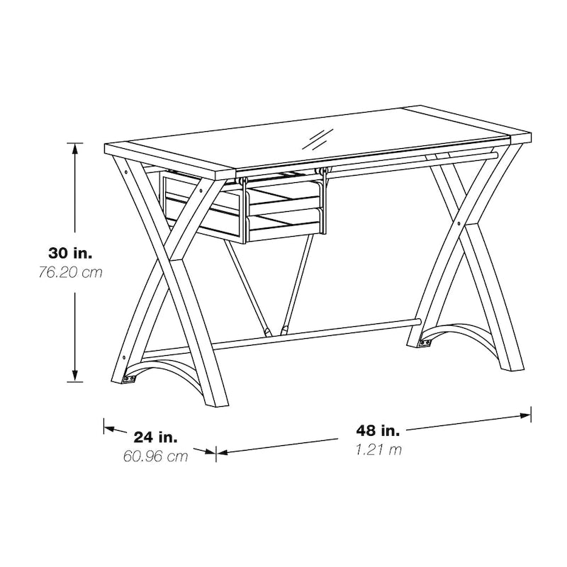 48 Glass-Top Desk with Storage