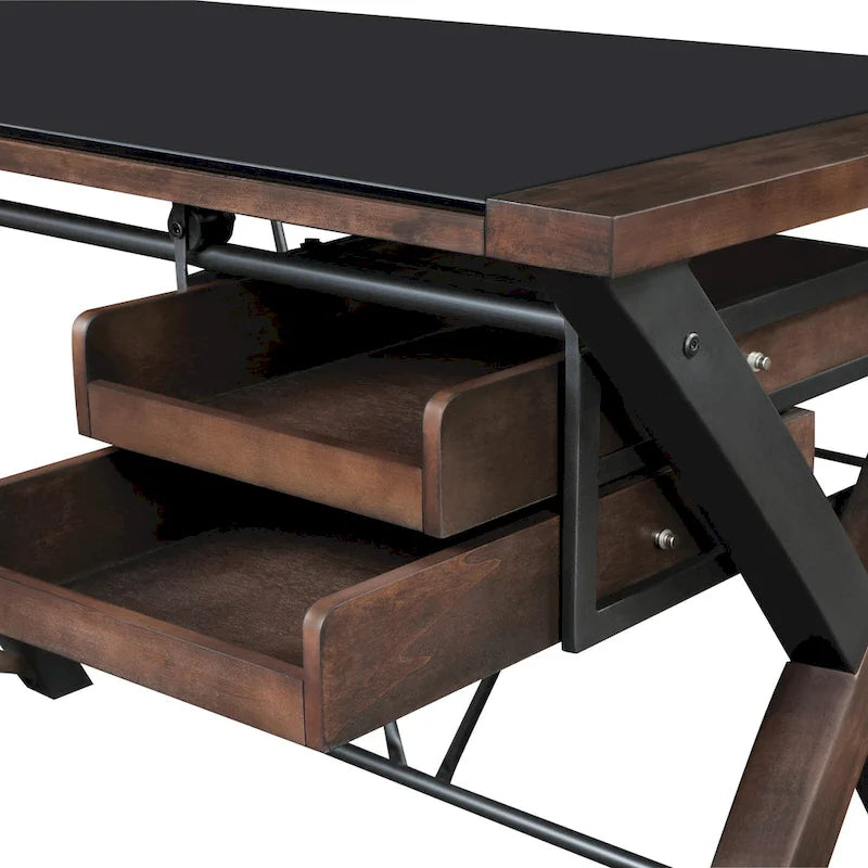 48 Glass-Top Desk with Storage