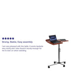 Angle and Height Adjustable Mobile Laptop Computer Table with Cherry Top