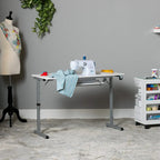 Sew Ready Rollaway II Sewing Table Silver/White Portable Folding Rolling