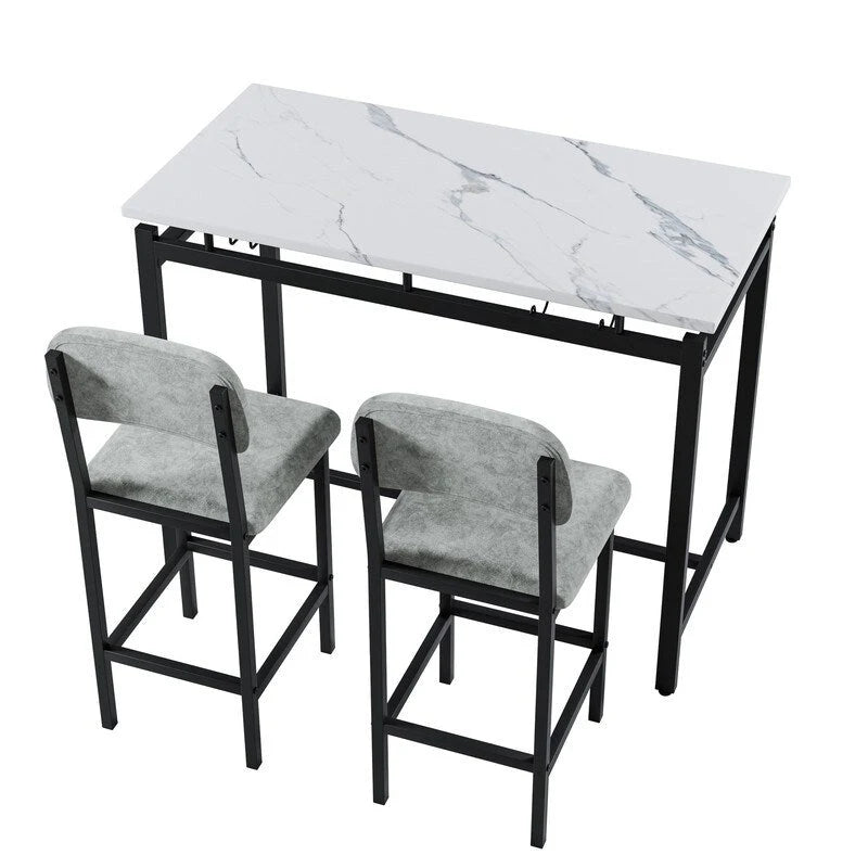 Mieres 3 Piece Dining Room Table Set, Dining Table Set for 2, Kitchen Table Set with 2 Upholstered Chairs