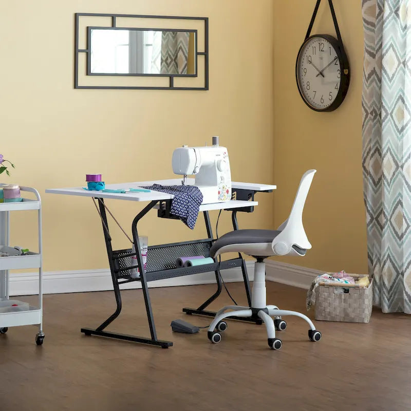 Studio Designs Eclipse Sewing and Crafting Table, White or Maple Top