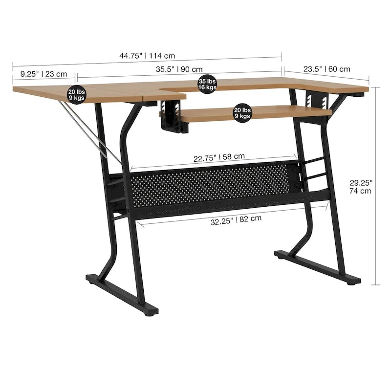 Studio Designs Eclipse Sewing and Crafting Table, White or Maple Top