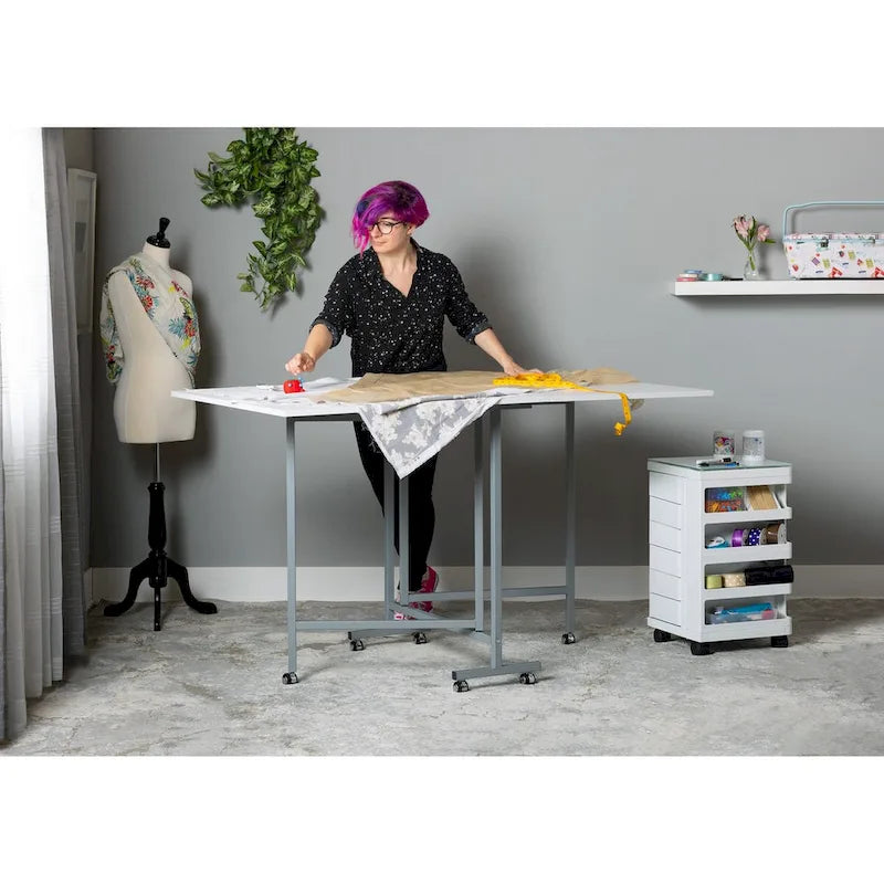 Studio Designs White Powder-coated Craft and Cutting Sewing Machine Table