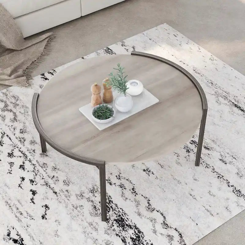 Rowland Urban Light Grey 37-inch Steel Round Coffee Table by Furniture of America