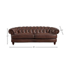 Hydeline Newport Top Grain Chesterfield Leather Sofa with Feather, Memory Foam and Springs