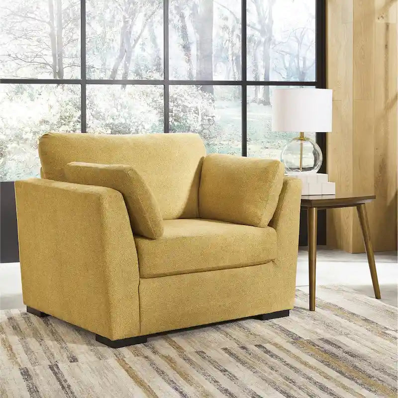Roundhill Furniture Clareen 3-Piece Living Room Set, Sofa Loveseat and Cutler Chair