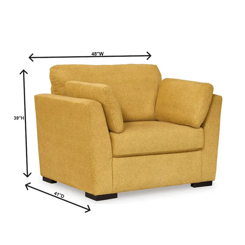 Roundhill Furniture Clareen 3-Piece Living Room Set, Sofa Loveseat and Cutler Chair