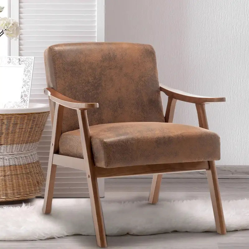 Mid-Century Modern Chair, Living Room Chair with Solid Wood Frame