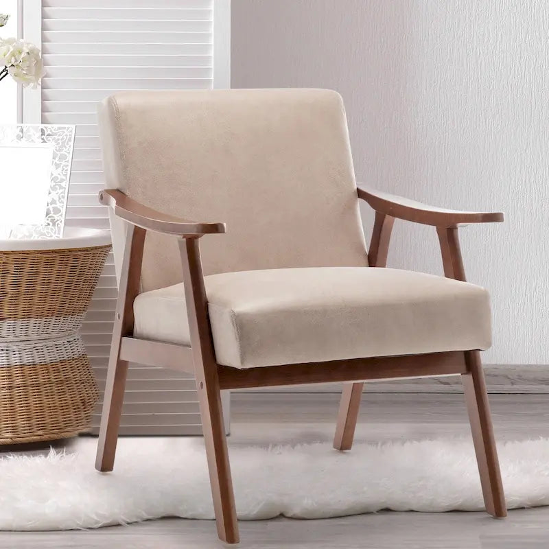 Mid-Century Modern Chair, Living Room Chair with Solid Wood Frame