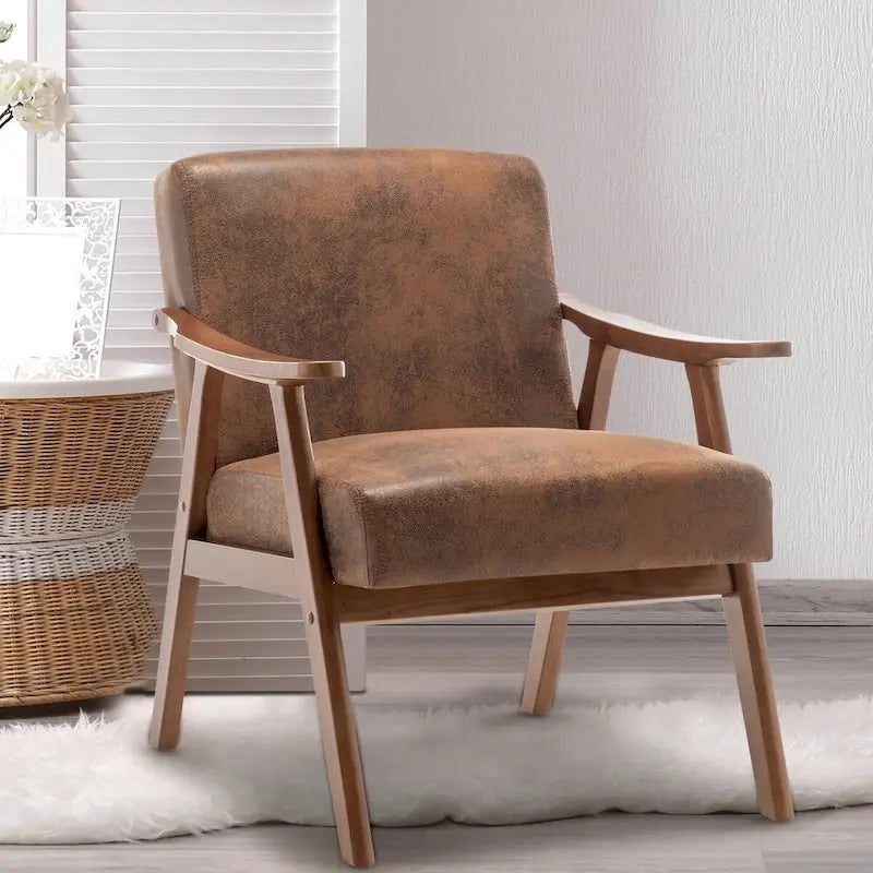 Mid-Century Modern Chair, Living Room Chair with Solid Wood Frame