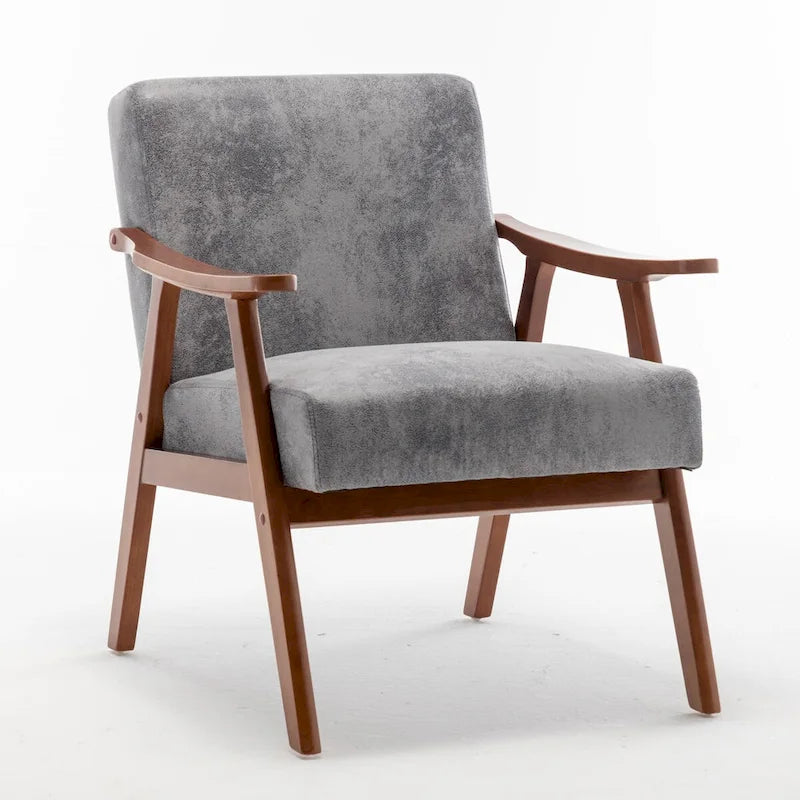 Mid-Century Modern Chair, Living Room Chair with Solid Wood Frame
