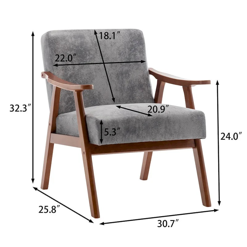 Mid-Century Modern Chair, Living Room Chair with Solid Wood Frame