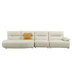 Leather Sectional Curved Shaped Sofa Couch for Living Room,Upholstered 4-Seat Sofa Set