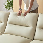 Leather Sectional Curved Shaped Sofa Couch for Living Room,Upholstered 4-Seat Sofa Set