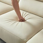 Leather Sectional Curved Shaped Sofa Couch for Living Room,Upholstered 4-Seat Sofa Set