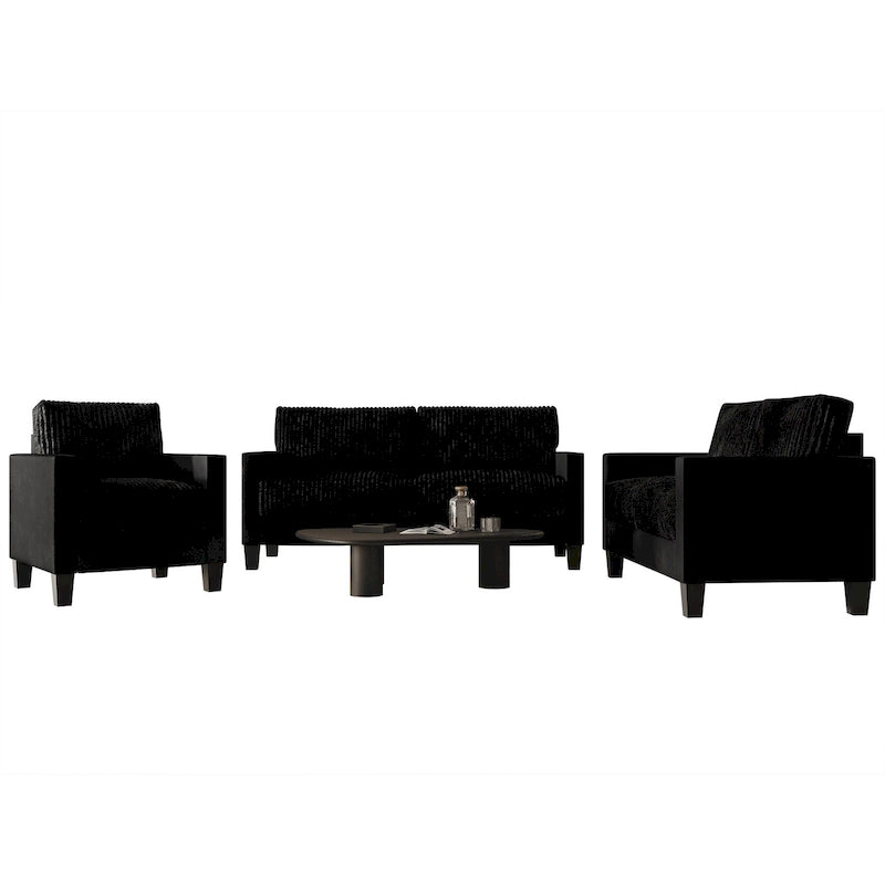 CraftPorch Corduroy Mid-Century Modern Velvet Upholstered 3-Piece Living Room Set