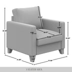 CraftPorch Corduroy Mid-Century Modern Velvet Upholstered 3-Piece Living Room Set