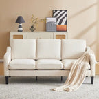 Erommy 3 Seat Sofa, 72 Sofa Couch for Living Room, Modern Fabric Couch with 4 Wood Legs, 2 Metal Support Rods for Bedroom
