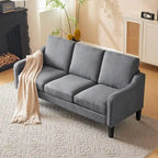 Erommy 3 Seat Sofa, 72 Sofa Couch for Living Room, Modern Fabric Couch with 4 Wood Legs, 2 Metal Support Rods for Bedroom