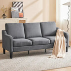 Erommy 3 Seat Sofa, 72 Sofa Couch for Living Room, Modern Fabric Couch with 4 Wood Legs, 2 Metal Support Rods for Bedroom