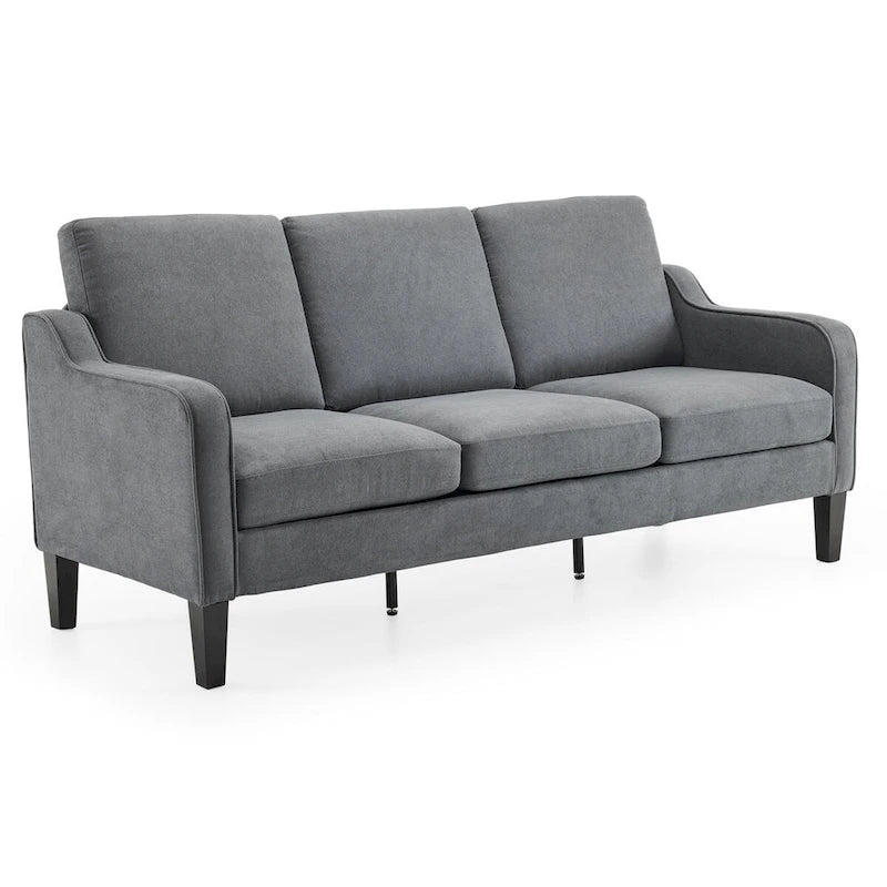 Erommy 3 Seat Sofa, 72 Sofa Couch for Living Room, Modern Fabric Couch with 4 Wood Legs, 2 Metal Support Rods for Bedroom