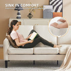 Erommy 3 Seat Sofa, 72 Sofa Couch for Living Room, Modern Fabric Couch with 4 Wood Legs, 2 Metal Support Rods for Bedroom
