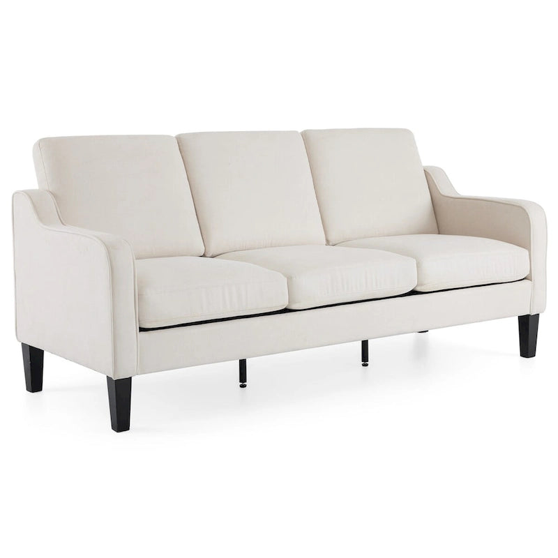 Erommy 3 Seat Sofa, 72 Sofa Couch for Living Room, Modern Fabric Couch with 4 Wood Legs, 2 Metal Support Rods for Bedroom