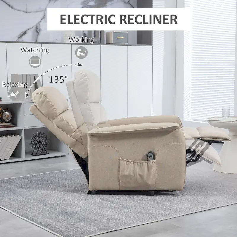 HOMCOM Power Lift Recliner Chair for Elderly, Easy Assembly, Fabric Lift Chair with Remote Control